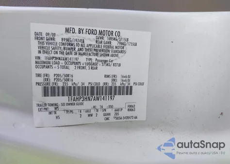 2010 Ford Focus Sel из США, поврежденный, VIN 1FAHP3HN7AW141197